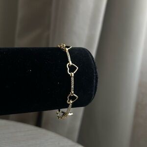 Gold Heart alternating stones Bracelet